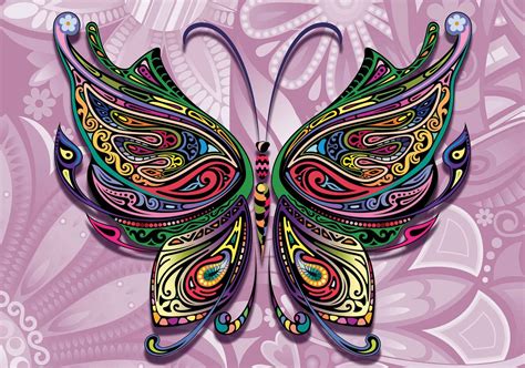 Fotomurale Flores mariposas colores abstractos, Papel ...