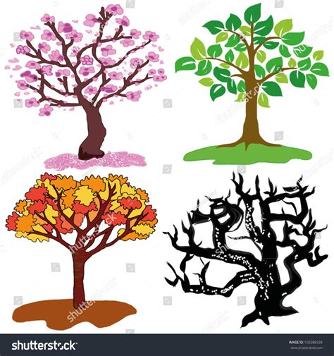 Four Season Trees Hand Draw Spring Stock Vector 150286928 ...