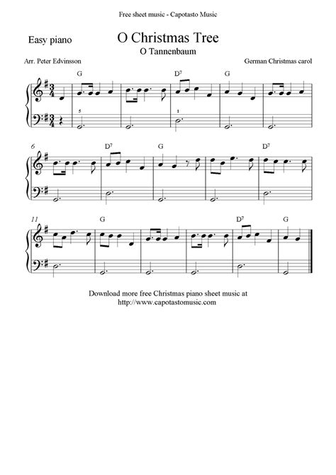 Free Christmas sheet music for easy piano solo, O ...