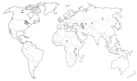 Free coloring pages of world map black and white