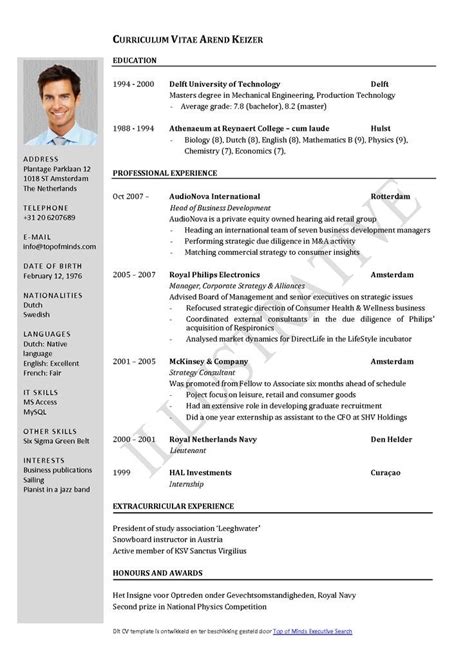 Free Curriculum Vitae Template Word Download CV template ...