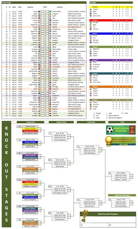 Free FIFA World Cup 2018 Schedule And Scoresheet Template
