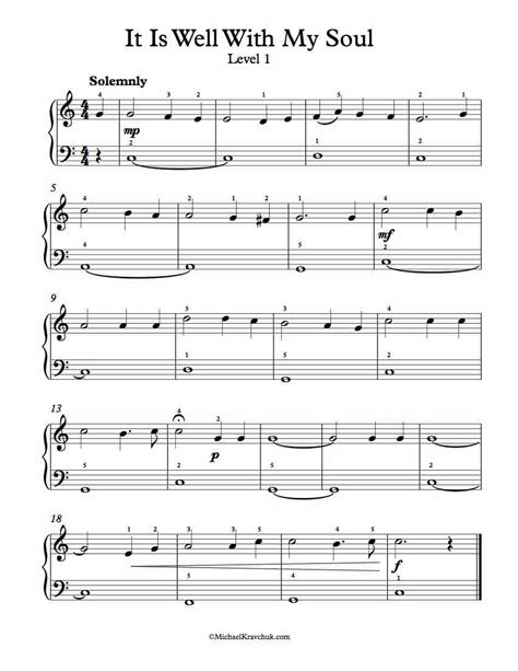 Free Piano Arrangement Sheet Music   It Is Well With My Soul