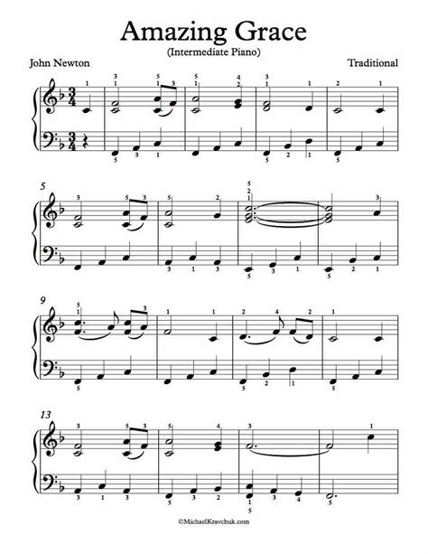 Free Piano Arrangement Sheet Music – Amazing Grace ...