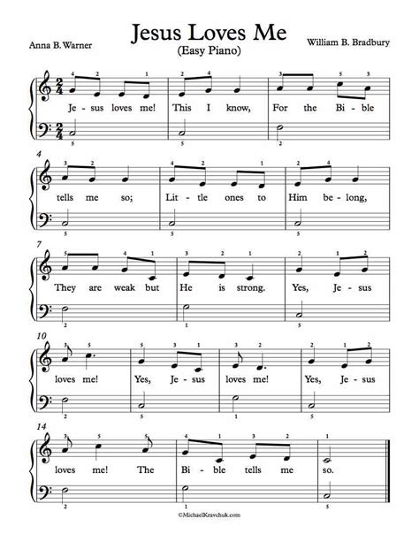 Free Piano Arrangement Sheet Music – Jesus Loves Me ...