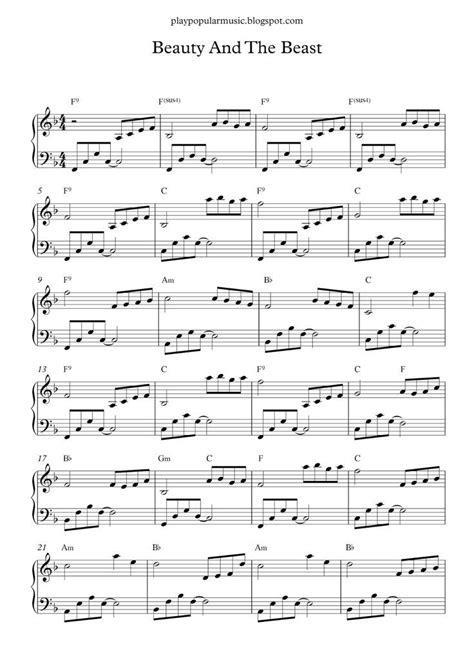 Free piano sheet music: beauty and the beast.pdf Tale as ...