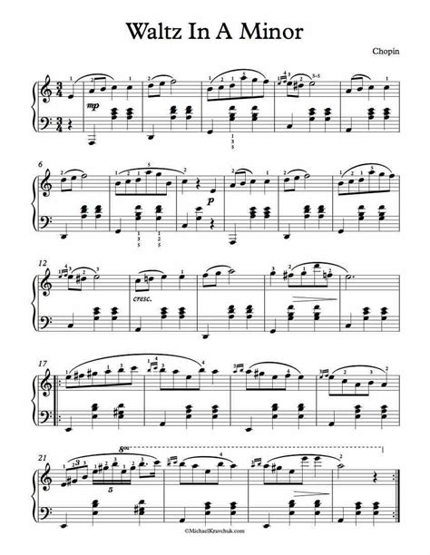 Free Piano Sheet Music – Waltz In A Minor – Chopin | Free ...