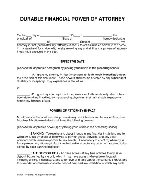 Free Power of Attorney Forms   PDF | Word | eForms – Free ...
