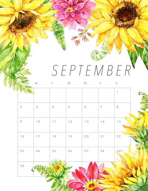 Free Printable 2018 Floral Calendar | Calendario ...