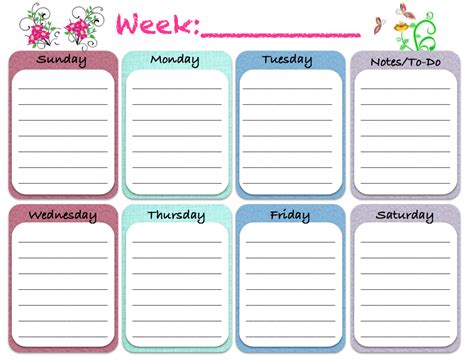 Free Printable: Weekly Calendars, Planners, Schedules ...