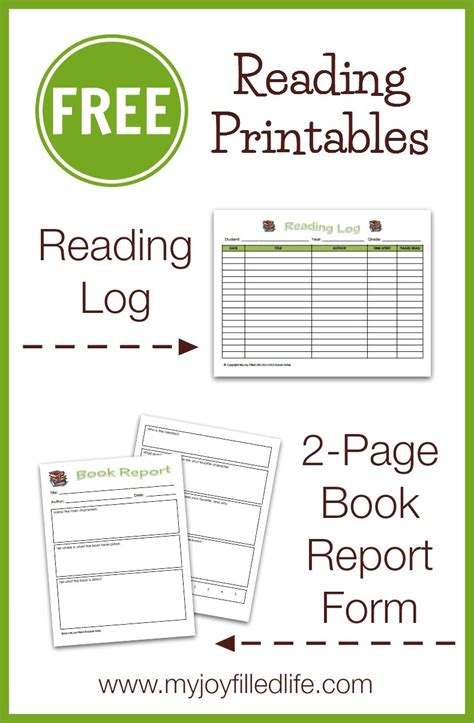FREE Reading Log & Book Report Form   My Joy Filled Life