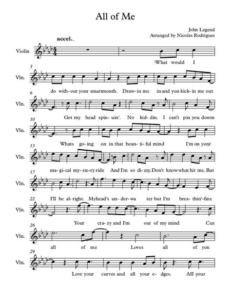 Free sheet music download All of Me by John Legend ...