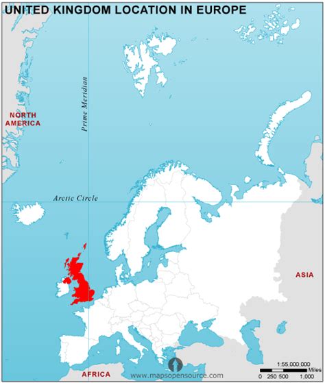 Free United Kingdom Location Map in Europe | United ...
