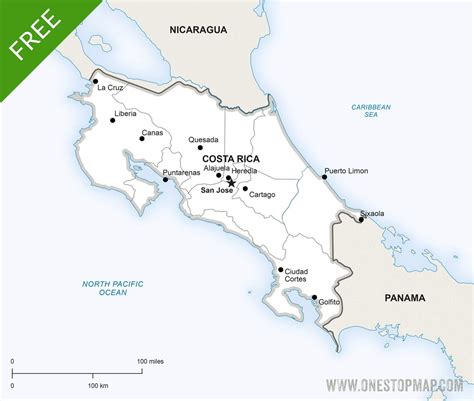 Free Vector Map of Costa Rica Political | One Stop Map