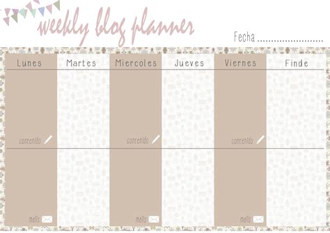 Freebie: Planning semanal para el blog | Aubrey and Me