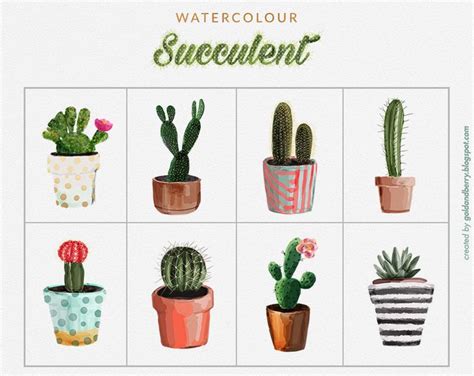 FREEBIES | Watercolor Succulents cactus clip art ...