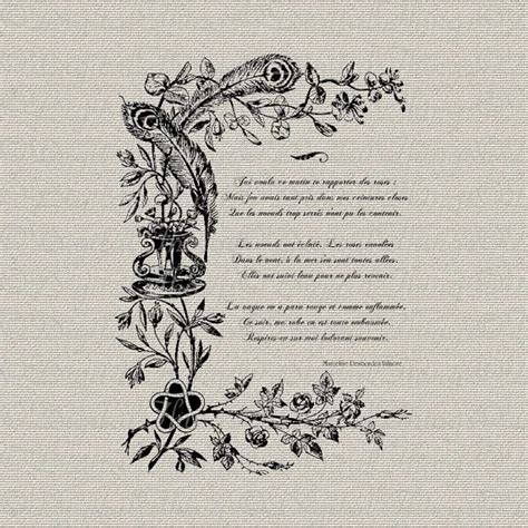 French Script Love Poem Poetry Peacock Feather by ...