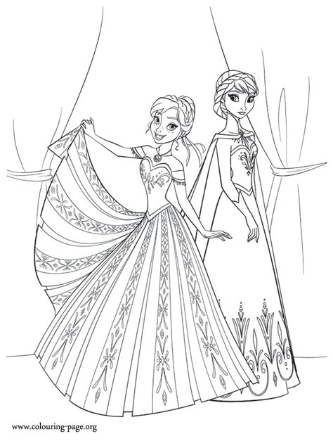 Frozen   The sisters Anna and Elsa coloring page
