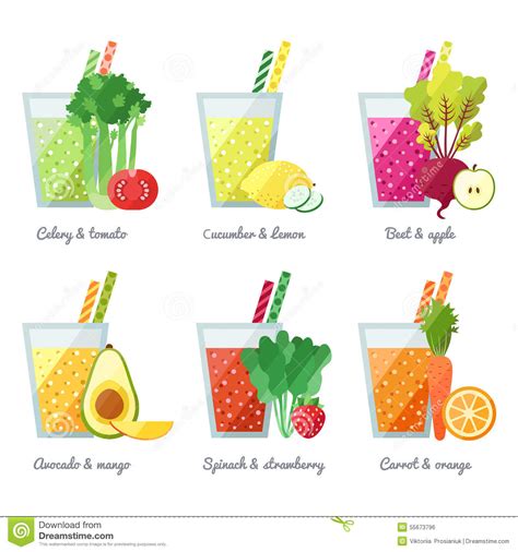 Fruit And Vegetable Smoothie  juice  Vector Concept. Menu ...