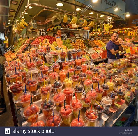 Fruit stand at La Boqueria market in Barcelona, Spain ...
