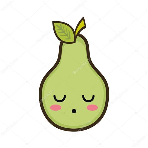 fruta de pera kawaii dos desenhos animados — Vetores de ...