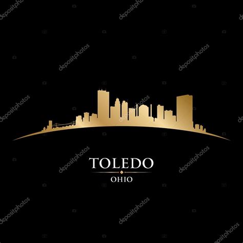 Fundo de silhueta preta do Toledo ohio cidade — Vetor de ...