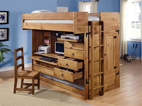 Furniture. Full Size Corner Loft Bunk Bed With Desk And ...