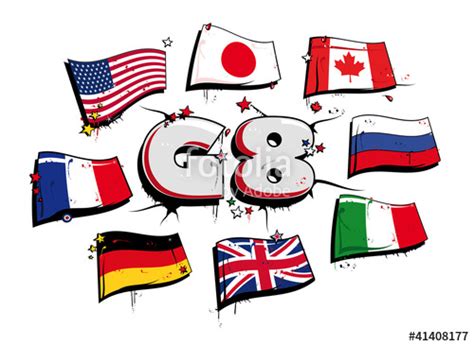 G8 The Group of Eight summit graffiti flags illustration ...