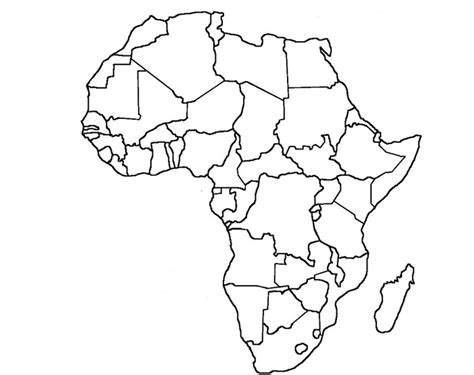ganga macota: África   Mapa sem escala para colorir
