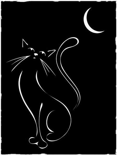 Gato blanco delineado sobre fondo negro. | AZUL ...