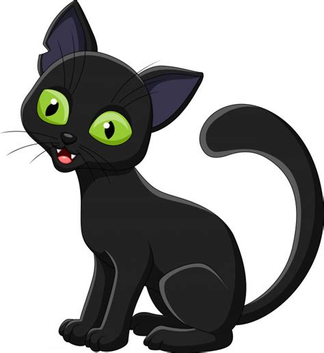 Gato negro de dibujos animados aislado sobre fondo blanco ...