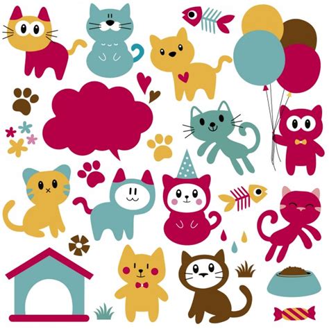 Gatos divertidos dibujos animados | Descargar Vectores gratis