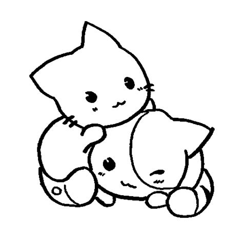 Gatos Kawaii Anime Para Colorear