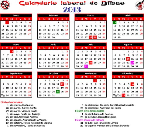 GAtos Sindicales: [BI] Calendario laboral 2013 Bilbao