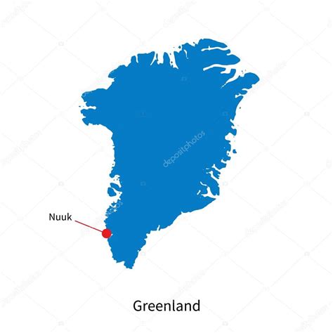 Gedetailleerde vector kaart van Groenland en hoofdstad ...