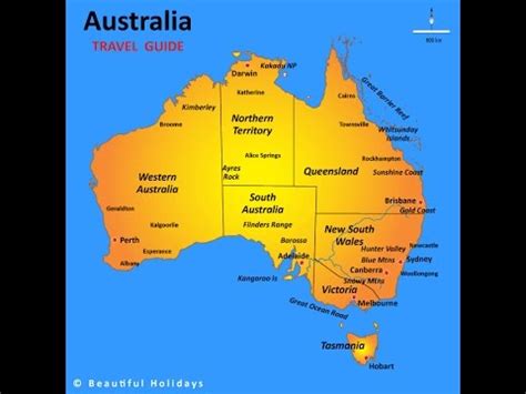 geografía de Australia, mapa físico con las ciudades más ...