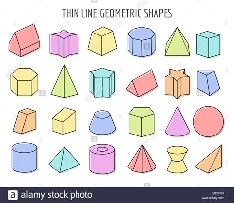 Geometric 3d figures. White basic shapes of geometry on ...