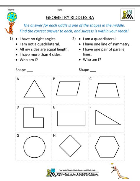 Geometry Worksheets   Riddles