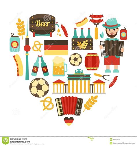 Germany Travel Heart Set Stock Vector   Image: 43691077