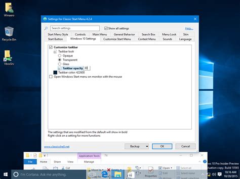 Get a Completely Transparent Taskbar in Windows 10