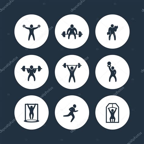 Gimnasio, ejercicios de fitness ronda los iconos ...