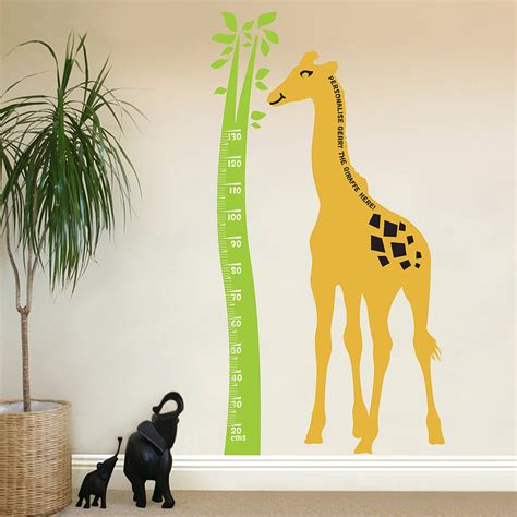 giraffe height chart wall sticker by the bright blue pig ...
