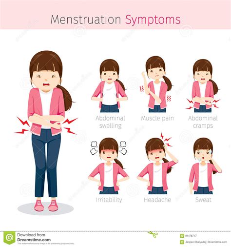 Girl With Menstruation Symptoms Stock Vector ...