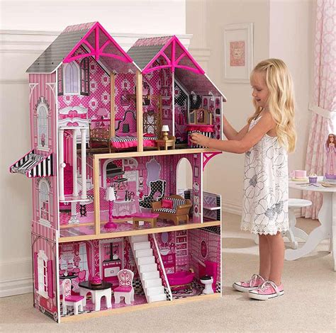 Girls Dolls House Tall Barbie Castle Pink Furniture ...