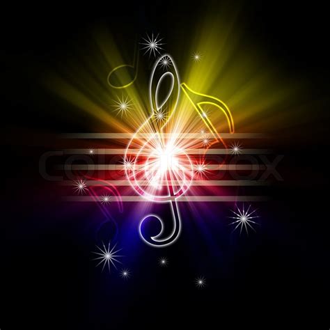 Glowing musical symbols | Stock Photo | Colourbox
