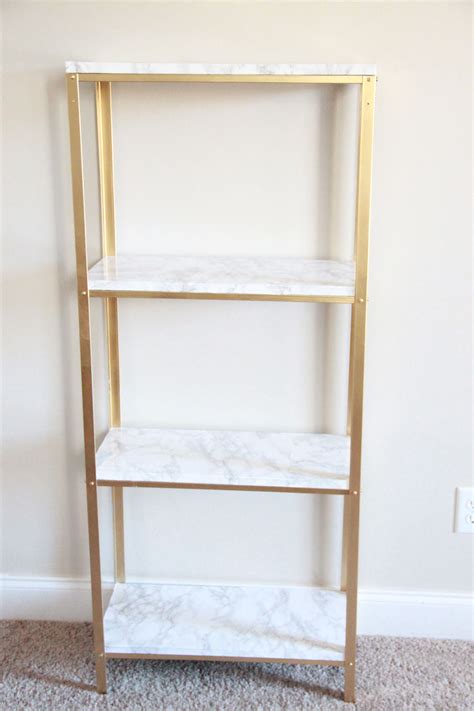 Gold and Marble Ikea Hyllis Hack | Gold shelves, Marbles ...