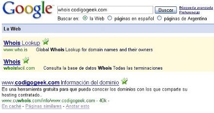 Google ahora te muestra el WHOIS | Codigo Geek