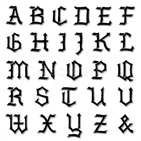 Gotic · alfabet · scris · negru · educaţie   ilustratie ...