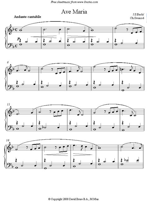 Gounod   Ave Maria sheet music for Piano   8notes.com