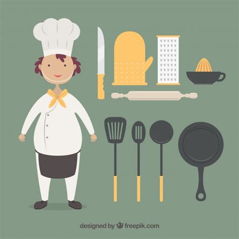 Gracioso chef con utensilios para cocinar | Descargar ...